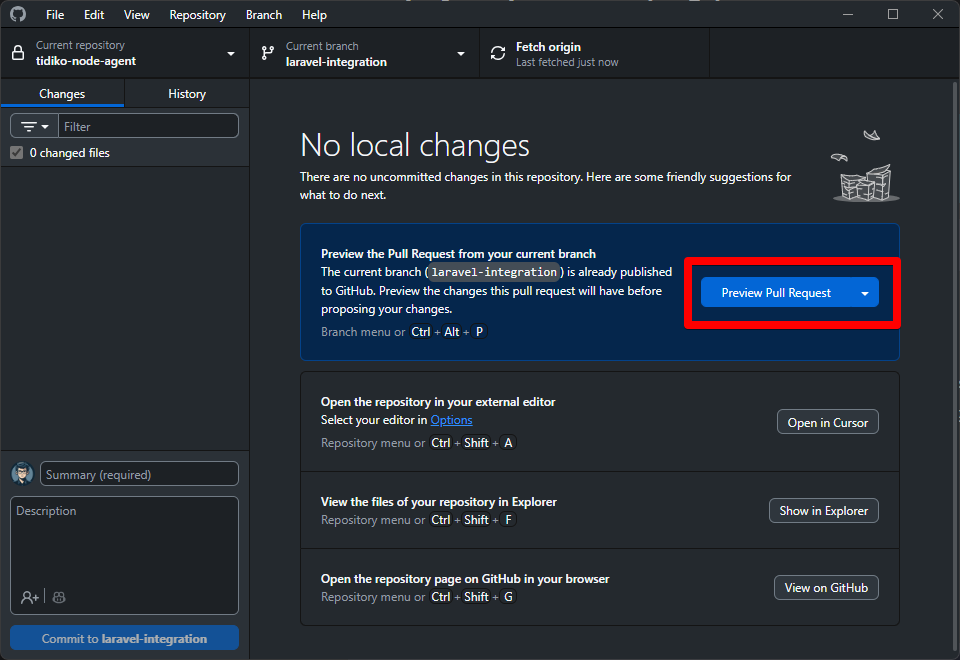 GitHub Desktop Preview Pull Request